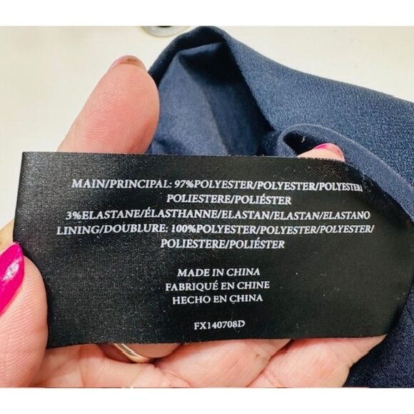 Finders Keepers Navy Blue Sleeveless Cross Front Cutout Peplum Knee Dress Size M - Picture 9 of 9